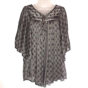 World Market Maria blouse gray print blouse.